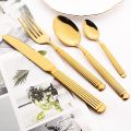 4Pcs Black Tableware Stainless Steel Dinnerware Set Western Dinner Knife Fork Spoons Flatware Mirror Kitchen Home Cutlery Set. 