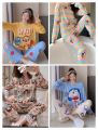 Cute cartoon pajamas set sleepwear pajamas set for girls and women pajamas pj set. 