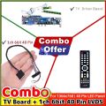 Universal LCD TV Controller Driver Board + 1CH 6bit 40Pin LVDS Cable + 7 IR Key Board Combo for 1366x768 Pixel Panel Replace T.V56 DS-V59.
