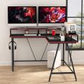 L-Shaped Desk with Shelf, 57 x 51 Inch Corner Computer Gaming Desk with Monitor Stand for Home Office and Gamer, Large PC Laptop Study Writing Table Workstation. 