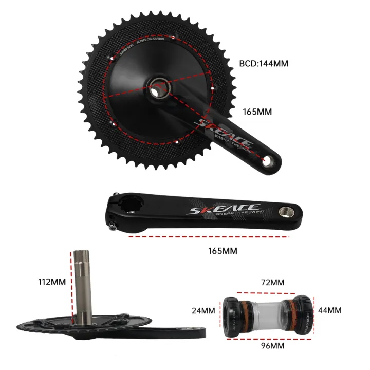 SKEACE%20Break%20The%20Wind%20Hollowtech%20Crankset%2049T%20Carbon%20Chainwheel%20165mm%20Aluminum%20Alloy%20Fixed%20Gear%20Bike%20Crank%20For%20Track%20Bicycle%20-%20Image%202