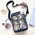 Japan Portable School Girls Small Canvas Shoulder Bag Fashionable Mesh Pocket  Crossbody Bags Women Handbag Outdoor itabag. 