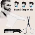 3Pcs Kit Men's Beard Shaper Tool Beard Shaping Styling Comb Template Clippers Beard Comb Scissors Beard Shaping Tool Set. 