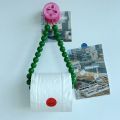 Chic Pink Beaded Toilet Paper Holder & Phone Chain - Punch-Free, Wall-Mounted Organizer For Bathroom And Office Decor. 