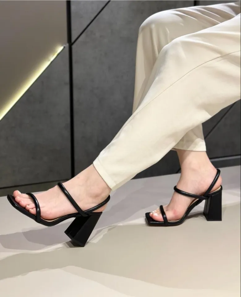 Women's Fashion Luxury Stripes Block Heels Sandals – Comfortable