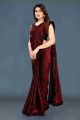 Velvet / Silk Blend Lycra Saree (Coca-Cola Red) with Blouse Material. 