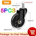 AD 5PCS Universal Mute Caster 50KG Wheel 10mm 11mm Replacement Office Chair Swivel Rollers 360 Degree Wheels Furniture Hardware. 