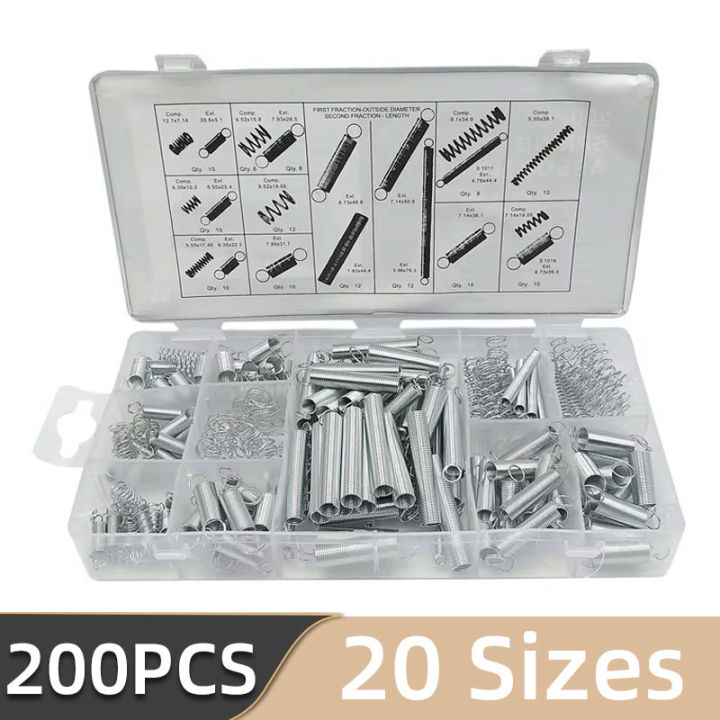 200PCS 20Sizes Spring Assortment Kit Galvanized Steel Compression ...