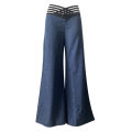 Women Flared Pants Elegant Office Lady Casual High Waist Trousers Spring Summer Solid Crisscross Sheer Mesh Patch Wide Leg Pant.
