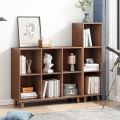 Freestanding Open Cubes Bookcase - 2-Tier Floor Standing Wooden Storage Display Cabinet Organizer with Legs for Home Office, 6-Cubes Open Shelf Low Short Bookshelf. 
