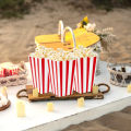 10Pcs Popcorn Paper Boxes Buckets Red White Stripes Bags Snack Containers For Movie Night Birthdays Carnival Party Supplies.