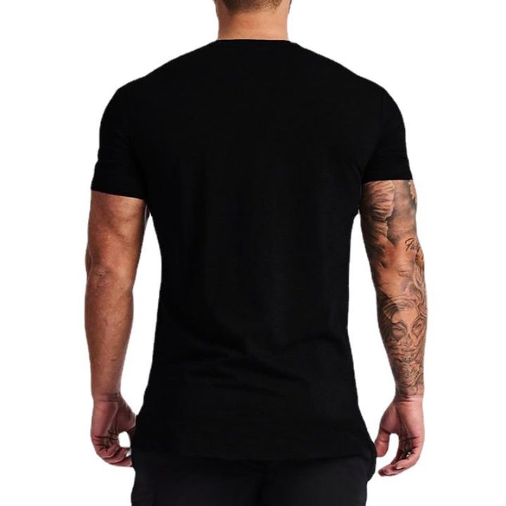 Solid%20Cotton%20V-Neck%20Short%20Sleeve%20Running%20T-Shirts%20Men%20Summer%20Gym%20T%20Shirt%20Fitness%20Clothing%20Slim%20Fit%20Bodybuilding%20Workout%20Tee%20Tops%20-%20Image%204