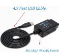 USB OBD II Adapter for For-Scan Windows with HS-CAN MS-CAN Switch Professional Diagnostic Scan. 