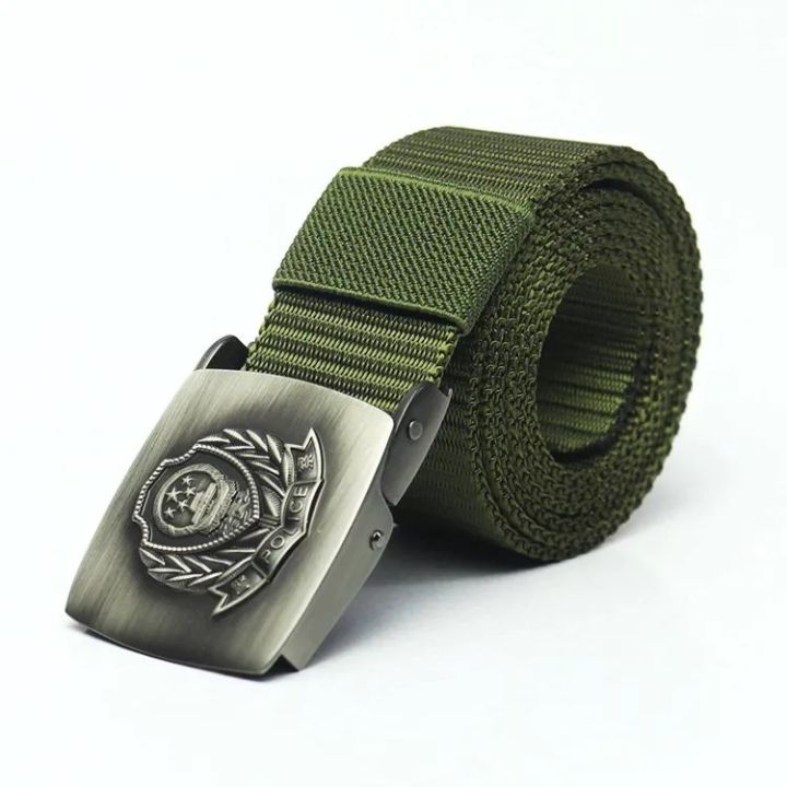 Canvas Hot Tactical Casual Metal Buckle Belts Men's Fashion Wild China Thicken Long ClothMeta Belts Male Knitted Waistband Ceintures Polyester - Belt For Men