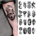 10pcs Waterproof Temporary Tattoo Sticker Dark Wolf Lion Tiger Eagle Snake Deer Skeleton Scorpion Body Art Arm Tattoo Women Men.