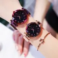 Womens Fashion Starry Sky Watches Magnet Buckle Mesh Belt Diamond Quartz Watch Women Dress Clock. 