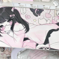 Cute Kitten Girl Pu Leather Mousepad Office Desk Mat Mouse Pad Computer Speed Type Carpet Mat Player Laptop Keyboard Cartoon.