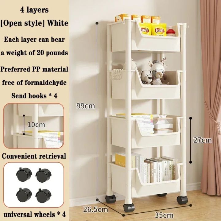 Portable Trolley Bookshelf Creative Kitchen Storage Rack Living Room