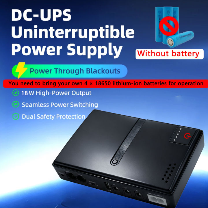 DC18W /36W DC1018P/DC1036P 1A/2A 5V/9V/12V Large Capacity Multipurpose Mini Portable UPS Backup Power Adapter for WiFi, Router