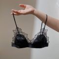 BANERDANNI Pure Desire Victoria French Lace Embroidered Lingerie Women's Thin Cup Triangle Cup Bra Set Comfortable No Underwire.