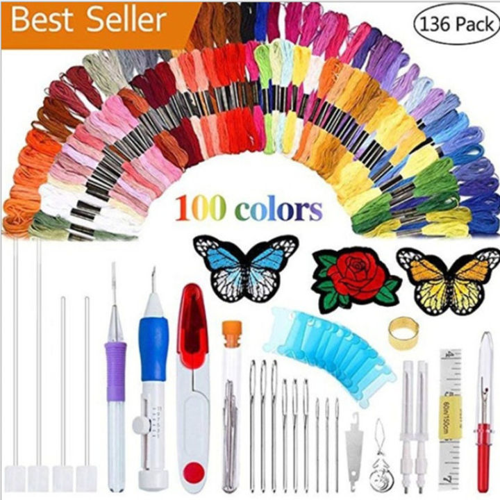 Hand Thread Magic Magic DIY Hand Embroidery Pen Patch Knitting Sewing Tool Kit Punch ...