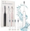 Electric Toothbrushes, USB Rechargeable Ultrasonic Tooth Brush with 4 Brush Heads 6 Cleaning Modes and Smart Timer IPX7 Waterproof Cleaning Toothbrushes for Adults and Kids (White.