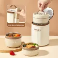 WORTHBUY 304 Stainless Steel Keep Warm Lunch Box For Student Kids Leak-proof Round Insulated Food Jar For Cold And Hot Food.