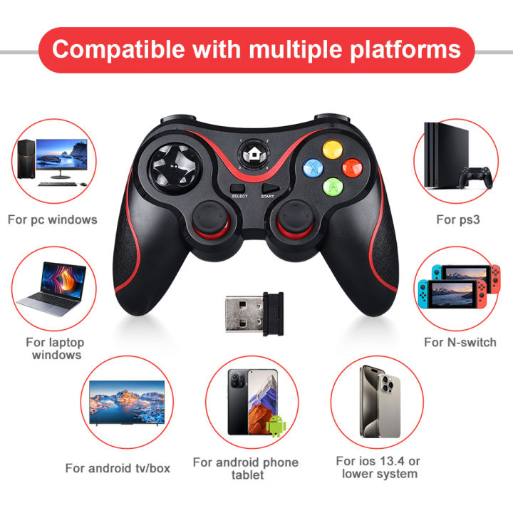 V8 2.4G Wireless Game Controller Wireless Joystick Gamepad Dual ...