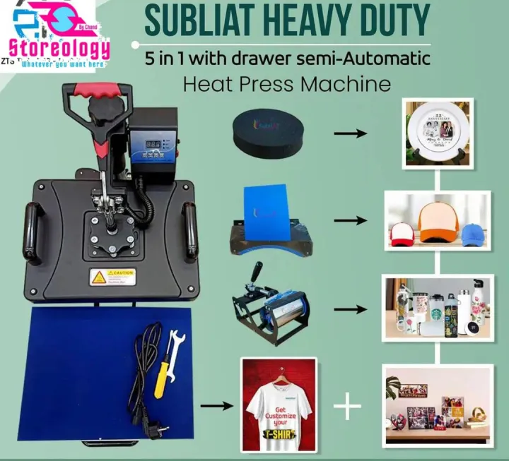 T-shirt printing machine 5 in 1 Heat Press Machine – T-Shirt & Mug ...