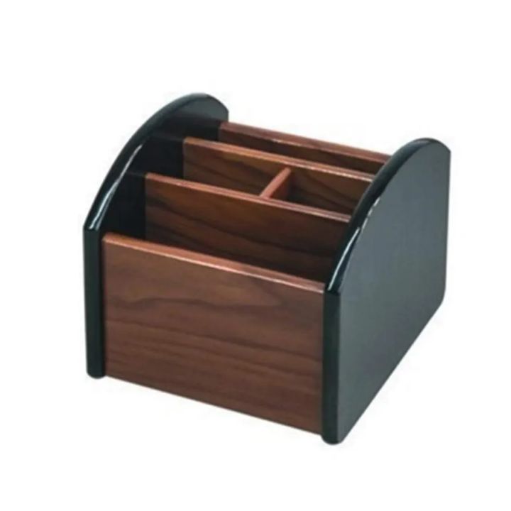 Wood Pen Pencil Ruler Holder Rotating for Desk Remote Control Holder ...