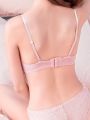 【Low price】French Sexy lace Beauty back no steel ring underwear female small chest gathers triangle cup thin comfortable sexy bras. 