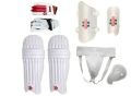 Pack of 5 hard ball cricket accessories+cricket thigh pads+ cricket Leg pads+cricket Elbow +cricket guard sporter set +5 accessories Cricket kit low price kit of 5 for  right handed batsmans 5 pack kit available for all all Age groups kids kit Adult kit. 