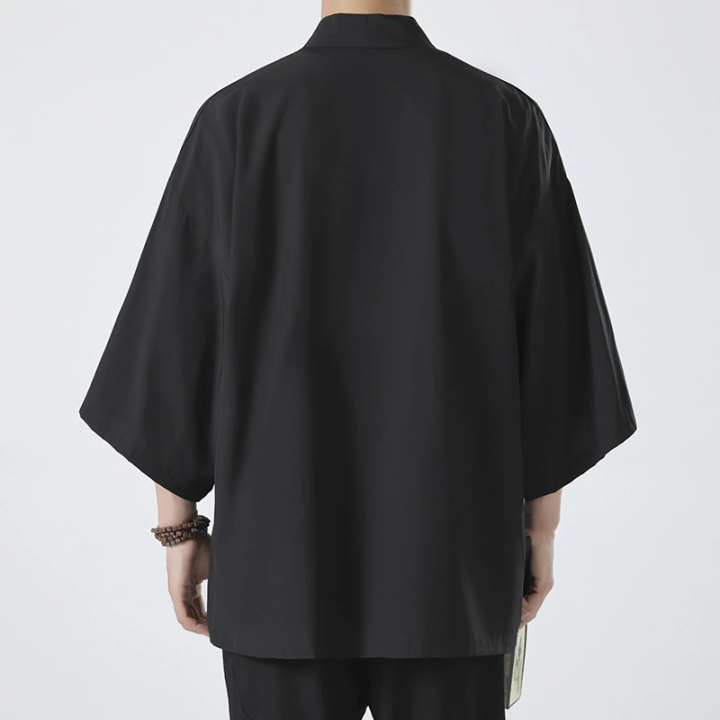 Kimono%20Men%20Cloak%20Kimono%20Para%20Hombre%20Black%20Coat%20White%20Cloak%20Beach%20Shirt%20Summer%20Haori%20Men%20Unisex%20Samurai%20Clothing%20Japanese%20Men%20-%20Image%203