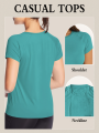 Women’s Quick Dry Short Sleeve Resilience Gym Sports Moisture Wicking Round Neck T-Shirt Training Exercise Gym Sport Shirt.