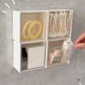 4pcs Plastic Wall Mounted Storage Boxes Dustproof Bathroom Organizer for Cotton Swabs Makeup Adhesive Small Jewelry Holder Box. 