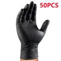 Industrial Black Nitrile Gloves 8mil Heavy Duty Disposable Gloves with Diamond Textured Latex Free Mechanic Tattoo Auto Gloves. 