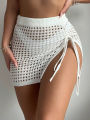 Beach Fashion Elegant Skirt Hollow Bikini Blocked Knitted Short Skirt. 
