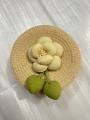 Thai Imported Handwoven Straw Crossbody Bag - Daisy Flower Design.