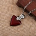 Anime Surrounding New Blood Red Necklace Women Carrying Red Heart Shaped Pendant Long Necklace. 