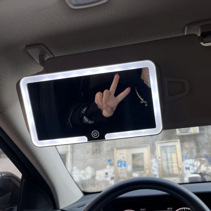 Car%20Interior%20Mirrors%20Sun%20Visor%20Plate%20LED%20HD%20Makeup%20Mirror%20for%20Girls%20Women%20Rechargeable%20Fill%20Light%20Universal%20Thin%20Vanity%20Mirror%20-%20Image%205