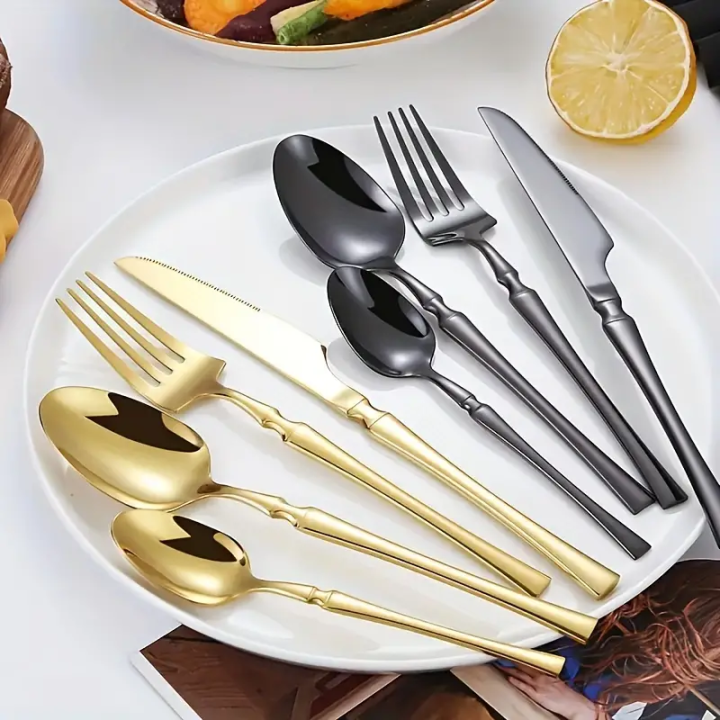 4/6/16/24pcs%20%20Silver%20stainless%20steel%20cutlery%20Steak%20knife%20and%20fork%20dessert%20spoon%20spoon%20and%20teaspoon%20Home%20restaurant%20cutlery%20set%20-%20Image%203