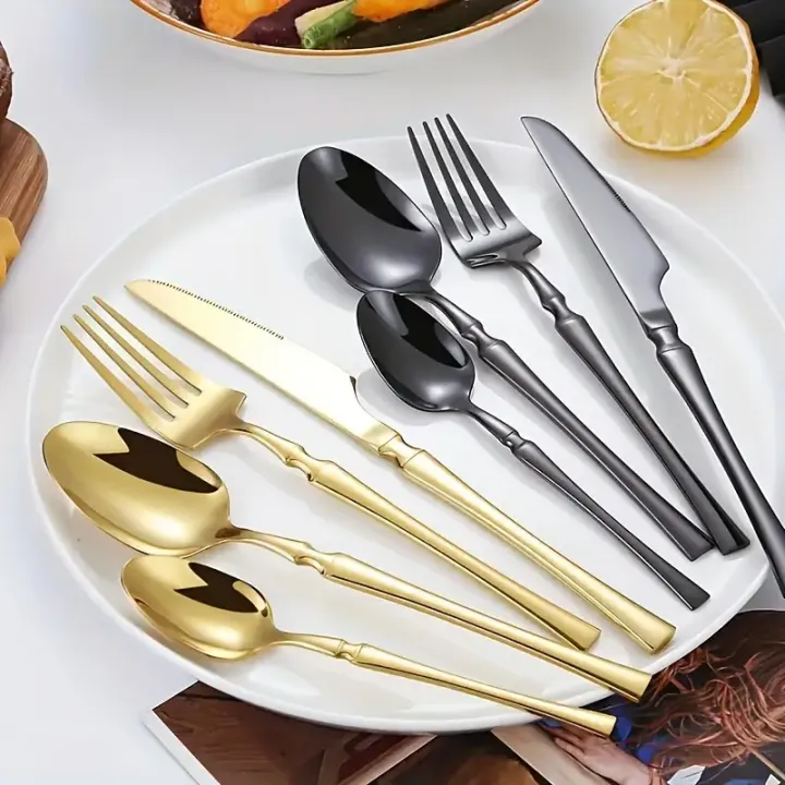 4/6/16/24pcs%20Stainless%20Steel%20Cutlery%20Small%20Waist%20Set%20Silver%20Luxury%20Cutlery%20Kitchen%20Items%20Include%20a%20Knife,%20Fork%20and%20Spoon%20-%20Image%204