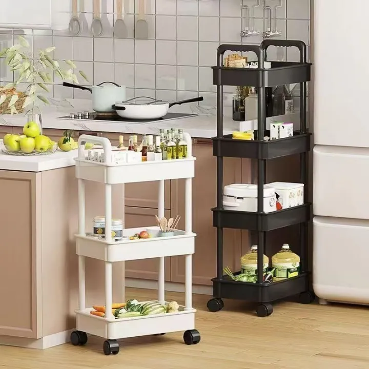 PP Multi-layer Small Cart Storage Racks Duty Organizer PP Cart Movable ...