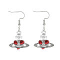 Aesthetic Cubic Zircon Heart Silver Saturn Planet Earrings Plated Saturn Earring Nana Cosplay Jewelry for Saturn Enthusiasts. 