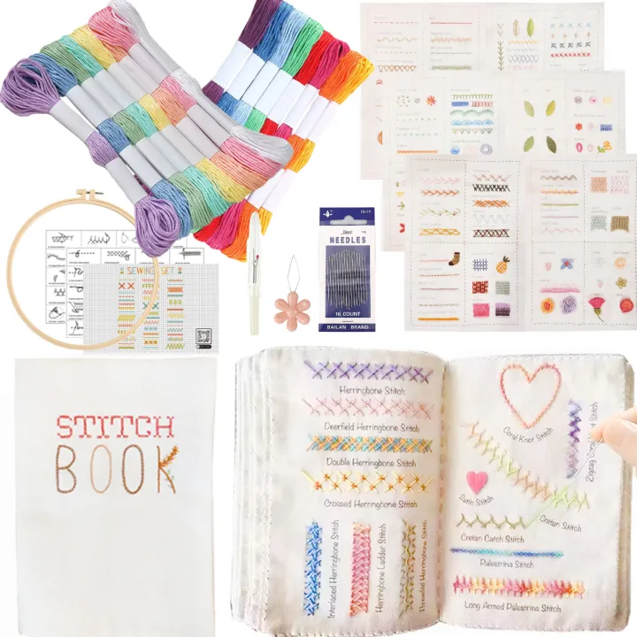 Basic Hand Embroidery Stitches Book for Beginners Adults DIY Sewing ...