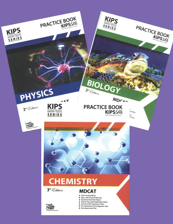 Set of 3 MDCAT Practice books: Kips Entery Tests Series Physics Practice book 2025 Edition, Kips Entery Tests Series Chemistry Practice book for MDCAT 2025 Edition, Kips Entery Tests Series Biology Practice book for MDCAT 2025 Edition / Kips MDCAT set