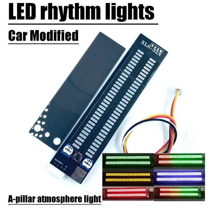 Car Modified 32 LED Music Level Indicator Spectrum Rhythm Light Atmosphere Lamp DIY ACC DC 12V Car Audio A-pillar Jumping Light