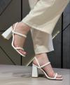 Women’s Fashion Luxury 2 Stripes Block Heels Sandals – Comfortable & Stylish for Office. 