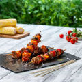 LMETJMA 90 Pcs 25cm Natural Bamboo BBQ Skewers Bamboo Sticks BBQ Kabob Skewers For Grilling Appetiser Barbecue JT47. 