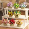 DIY MOC Potted Rose Sunflower Plants Succulents Bonsai Tree Gardens Romantic Building Blocks Model Bricks Kids Sets Kits Toys.